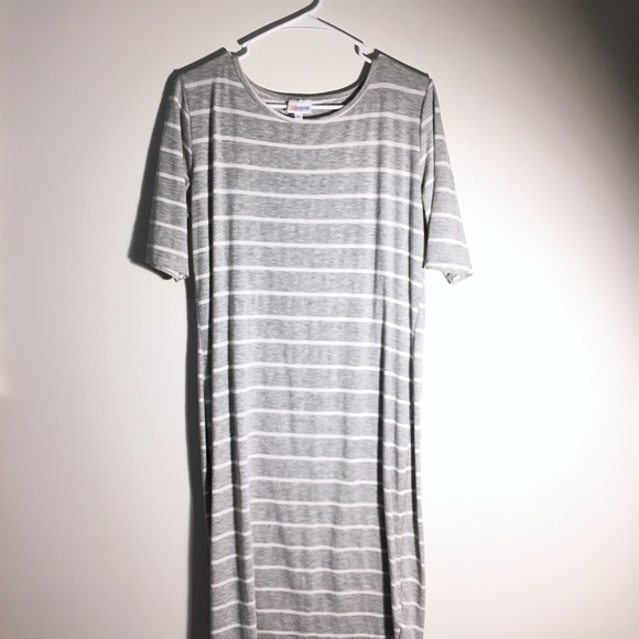 LuLaRoe Dresses & Skirts - LuLaRoe Gray Striped Stretch Dress